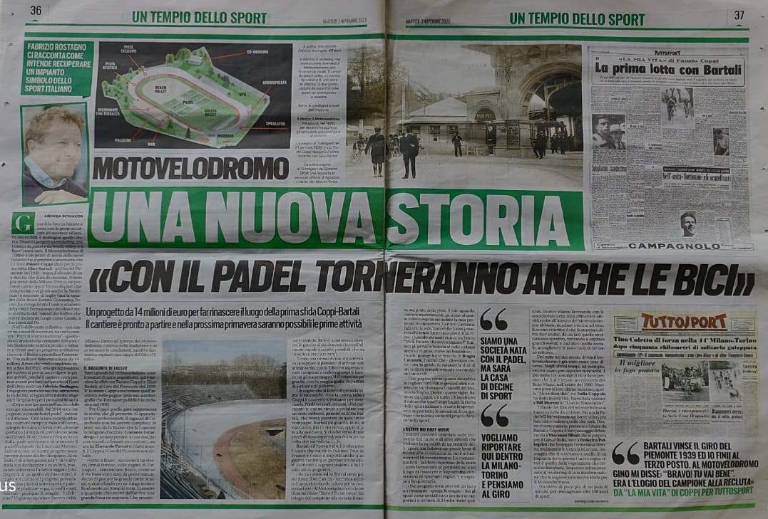Articolo di giornale Motovelodromo di Torino