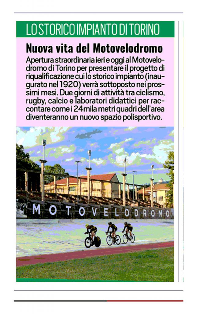 Articolo di giornale Motovelodromo di Torino nuova vita