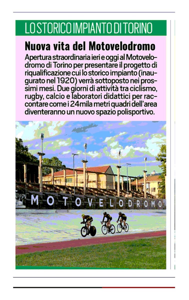 Articolo di giornale Motovelodromo di Torino nuova vita