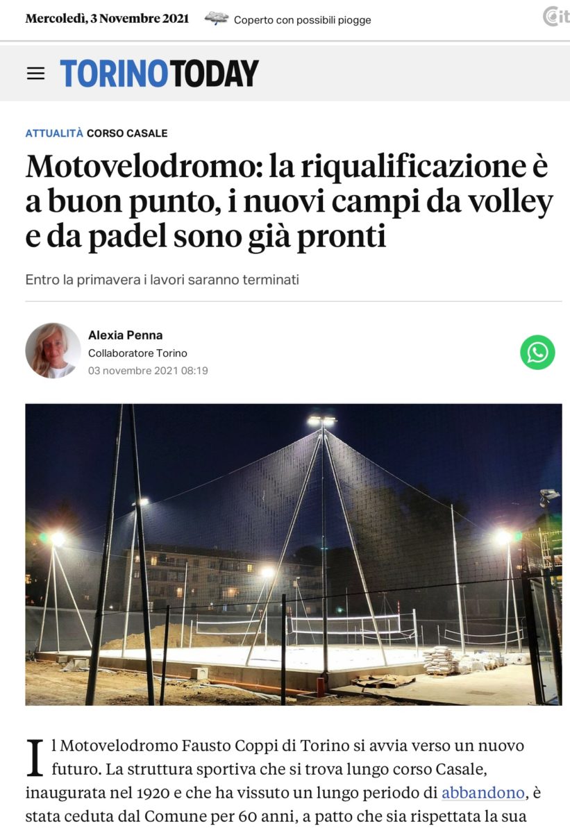 articolo web Motovelodromo riqualificazione campi da padel e beach volley