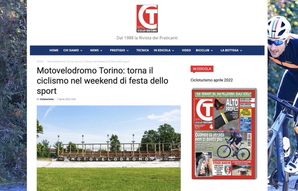 Articolo web Motovelodromo di Torino Cicloturismo torna il ciclismo