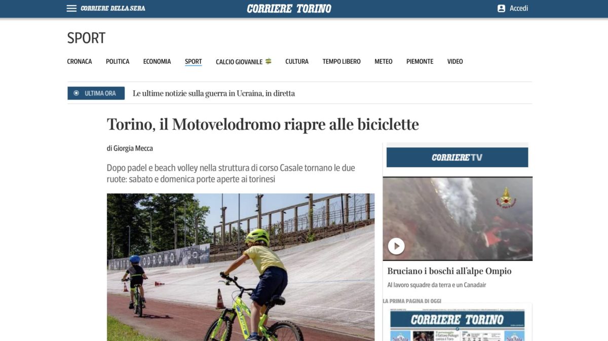 Il Corriere della Sera Torino Articolo web riapertura bici
