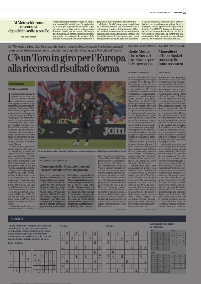 La Stampa 7 Settembre 2023 Torino Padel Contest Motovelodromo